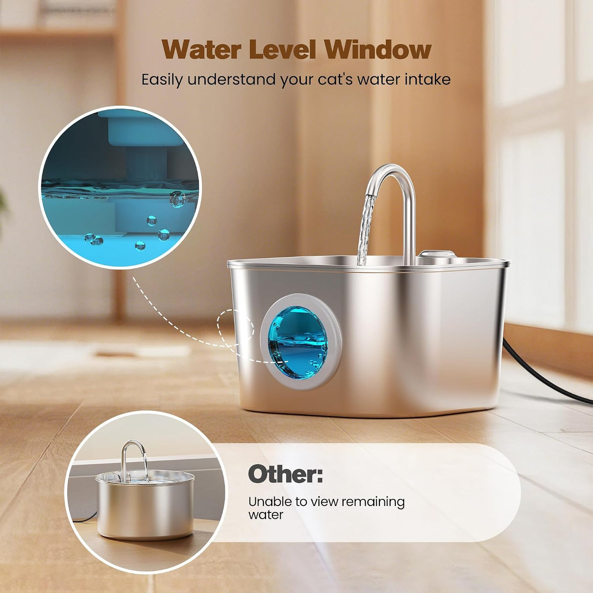 metal faucet spout that produces continuous running water with no splash or overflow