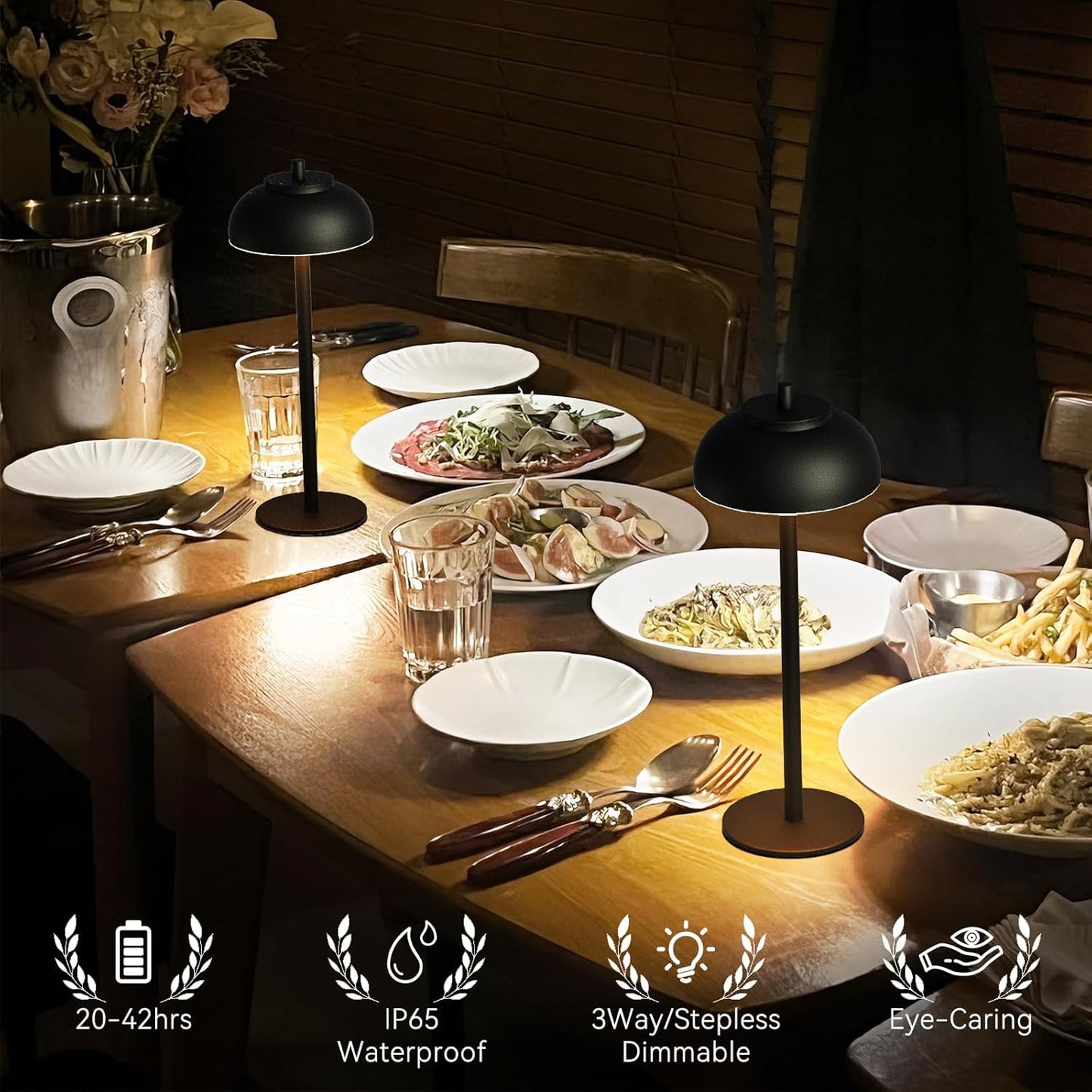 metal matte body, 14-inch tall modern silhouette, 250-lumen led