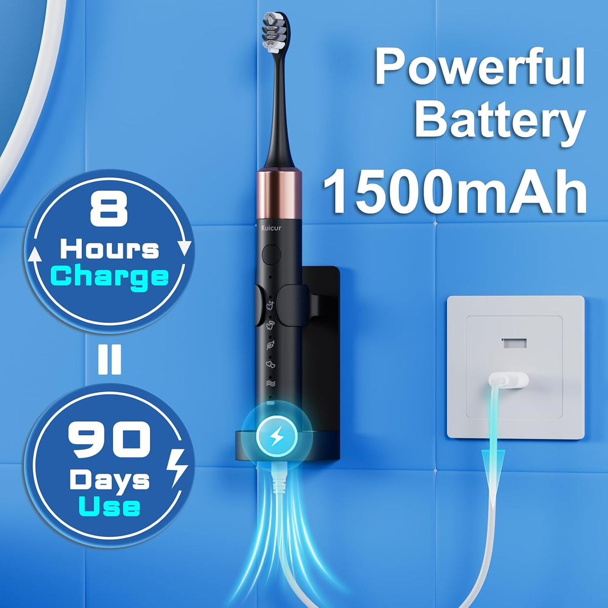 Kuicur Sonic Toothbrush for Commuters and Students, Rechargeable Travel Case and Guided Timing