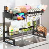 ADBIU Expandable Dish Drying Rack – Sleek Neutral-Tone Organizer for Renter-Friendly Kitchens