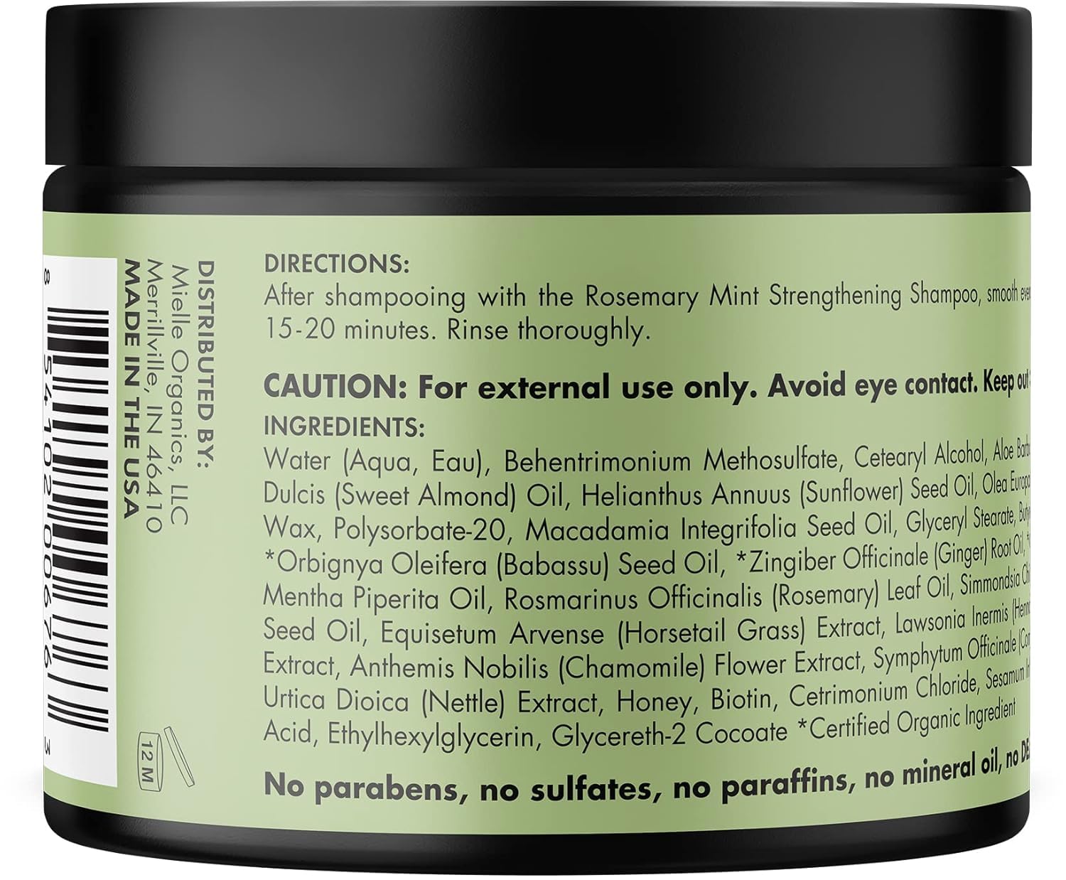 Mielle Organics Rosemary Mint Biotin Hair Mask – Aesthetic Shower Side Deep Conditioner for Natural Haircare Routines, 12 Ounce