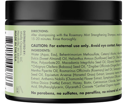 Mielle Organics Rosemary Mint Biotin Hair Mask – Aesthetic Shower Side Deep Conditioner for Natural Haircare Routines, 12 Ounce