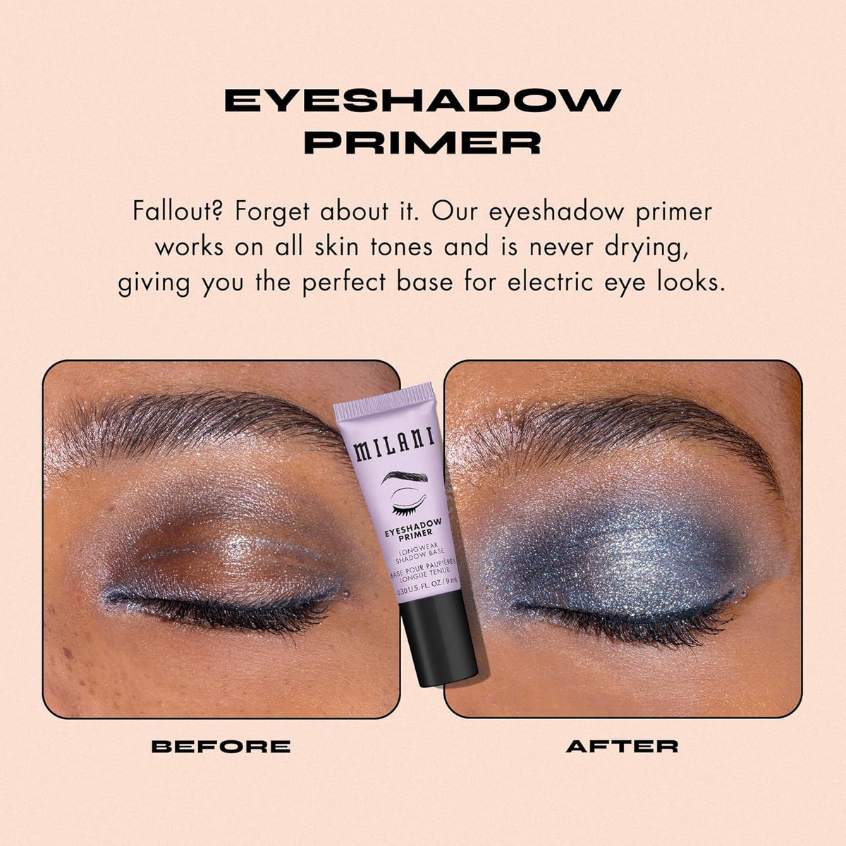 Milani Eyeshadow Primer - Quick-Set Eye Makeup Base for Busy Mornings, 30-Second Dry Time Matte Primer