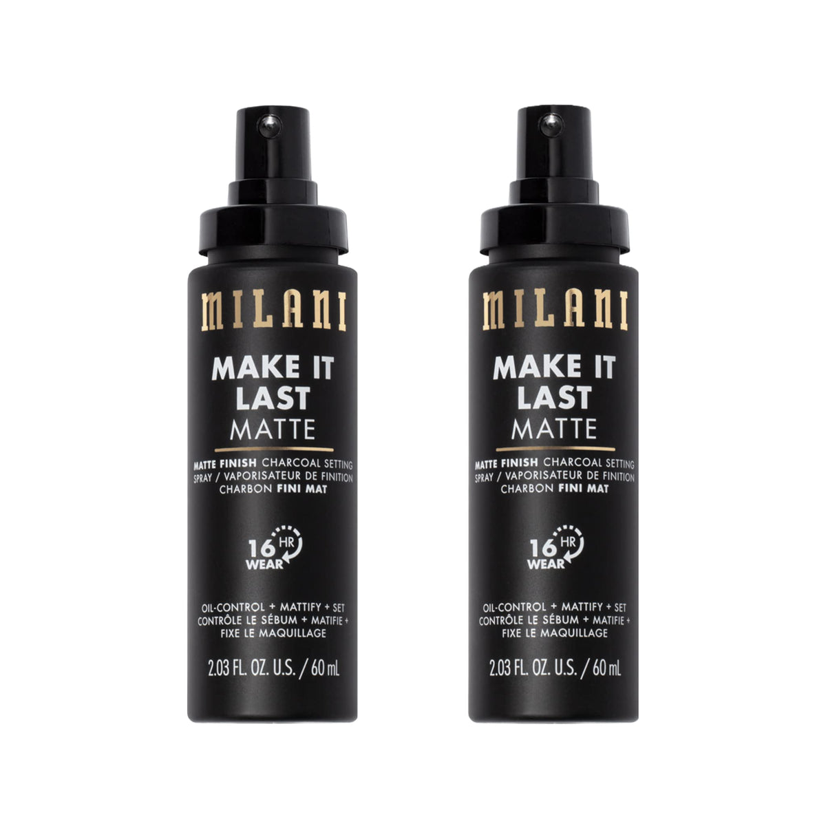 Milani Setting Spray + Primer, Make It Last Matte- Oil Absorbing Charcoal Formula to Control Shine, Matte Finish Setting Spray for Makeup and Primer for Oily Skin, Prime +Correct + Set - 2 Pack