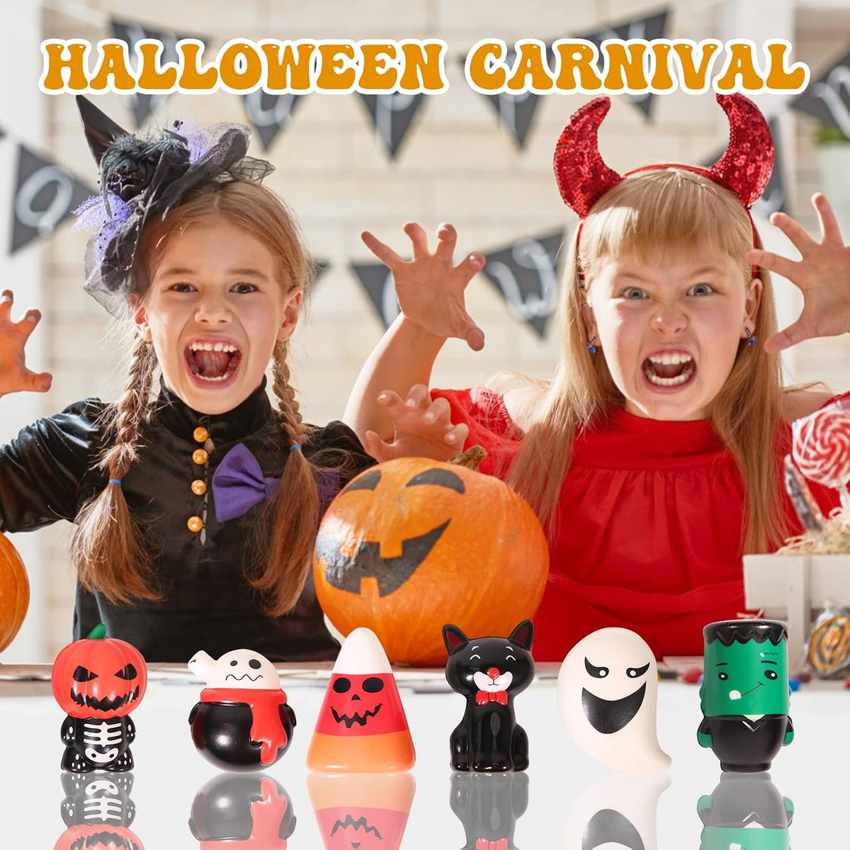 New 6 Packs-Halloween Squishies Toys Slow Rising – Seasonal Home Accent for Living Room, Cute and Creepy Halloween Squishy Vignette Set