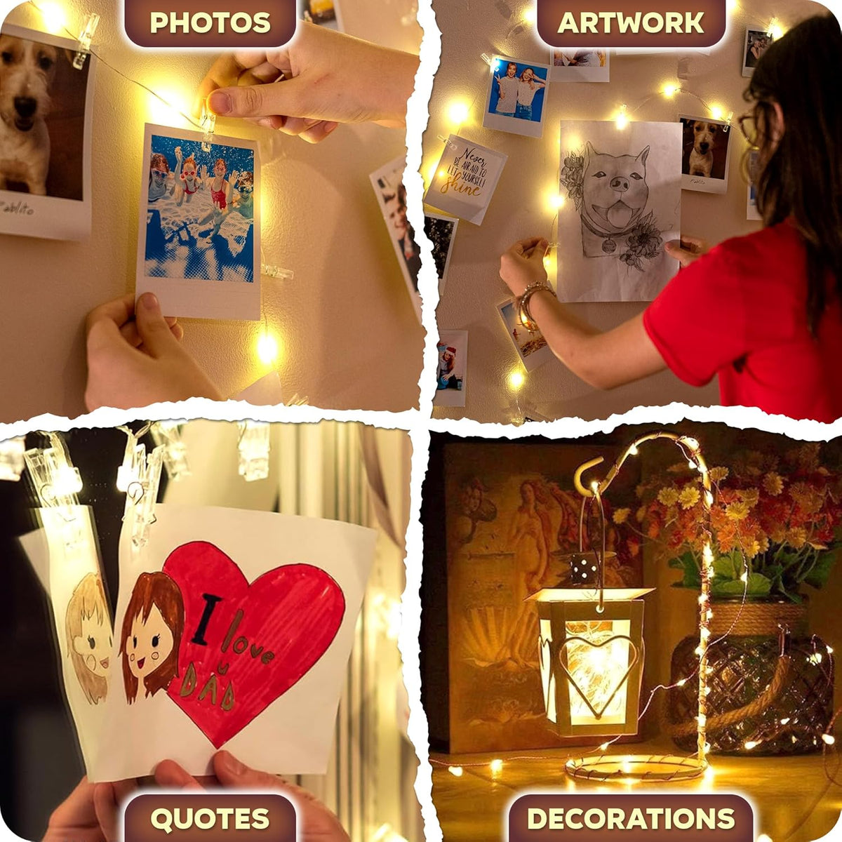 Mind-Glowing Photo Clips String Light - Living Room Ambient Lighting, Decorative Photo Garland with Clips and Timer for Soft Warm Glow