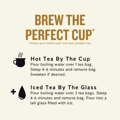 minimal packaging: bagless teabags (no string, tag, or staple) printed on 100% recycled paperboard with 35% post-consumer content