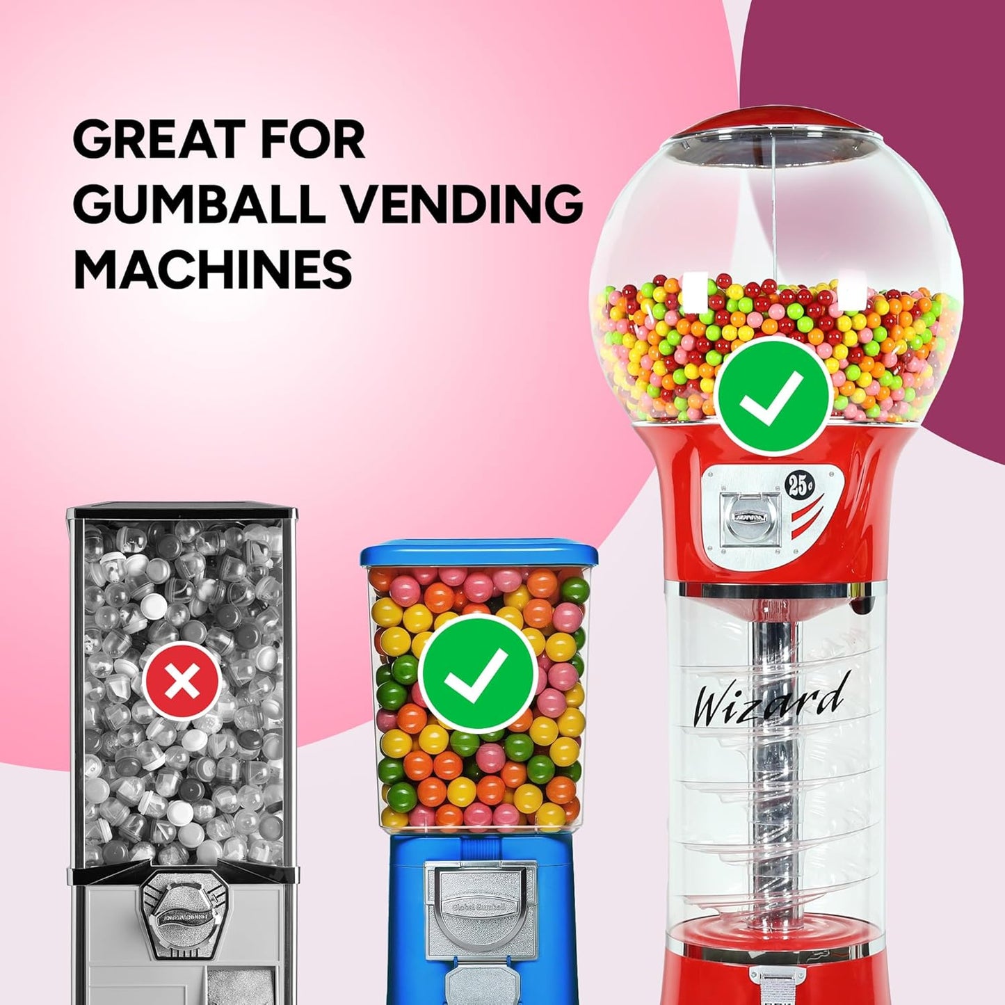 MiniMax Large Gumballs 50 Piece Bulk Chewing Gum for Kids Baby Shower Candy Stations and Holiday Treats