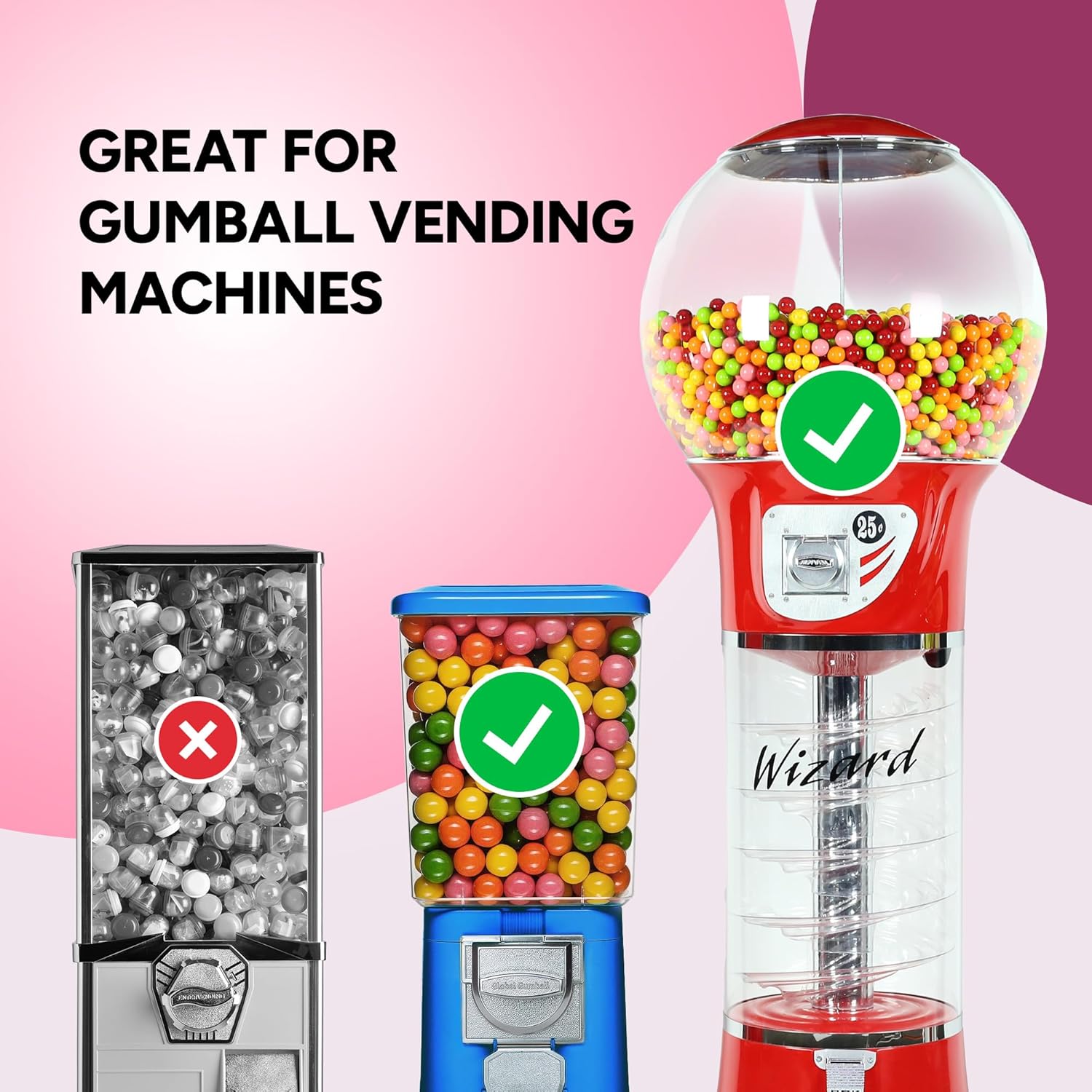 MiniMax Large Gumballs 50 Piece Bulk Chewing Gum for Kids Baby Shower Candy Stations and Holiday Treats