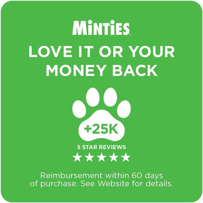 Minties FreshBites Dental Chews for Dogs – Mindful Daily Wellness Treat, Low-Calorie 7.5 Cal Reward, 100 Ct