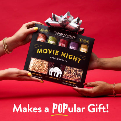 mix-and-match format allowing custom popcorn flavor pairings from 3 x 5 = 15+ combinations