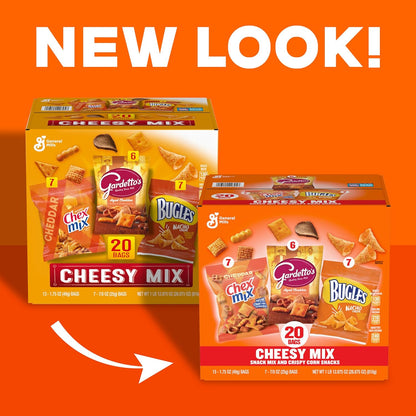 mixed textures combining crunchy corn pieces, cone-shaped chips, and a savory blend of pretzels, rye chips, and breadsticks