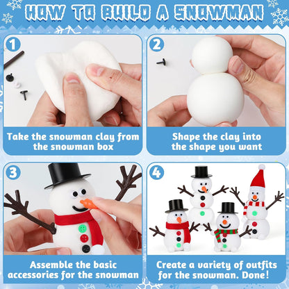 MIKABLOOM Christmas Clay Craft Set – Lightweight, Heat-Free Snowman Project for Family Spaces