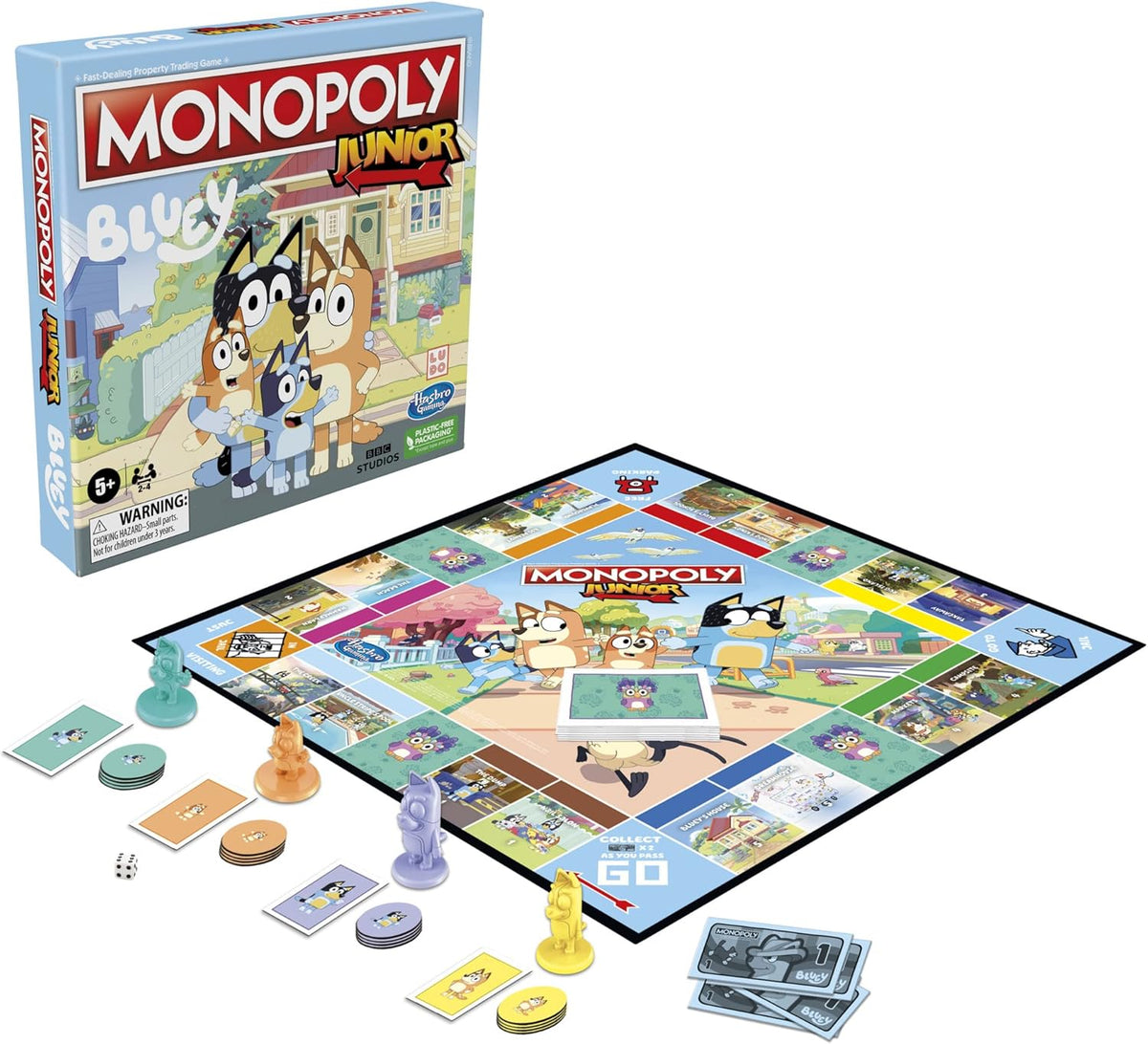 Monopoly Junior Bluey Edition – Simple Family Board Game for Playdates and Sibling Play Ages 5+