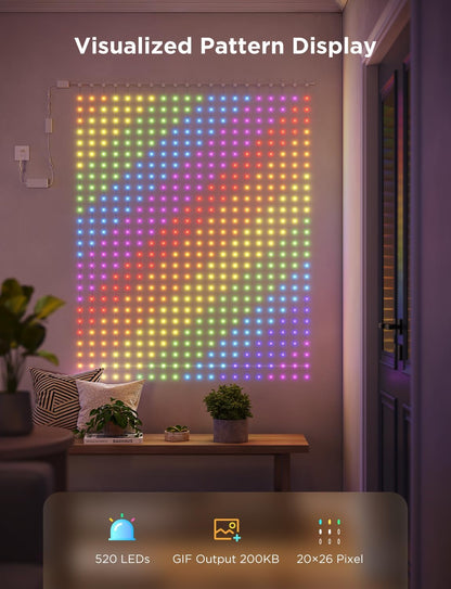 more than 207 preset scene modes, eight music modes, dimmable multicolor lighting, and rhythm synchronization