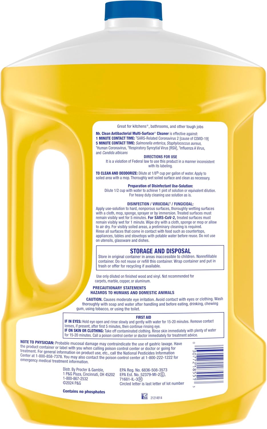 Mr. Clean Antibacterial All Purpose Cleaner, Gentle Yet Powerful Clean for Busy Homes Crawling with Small Hands
