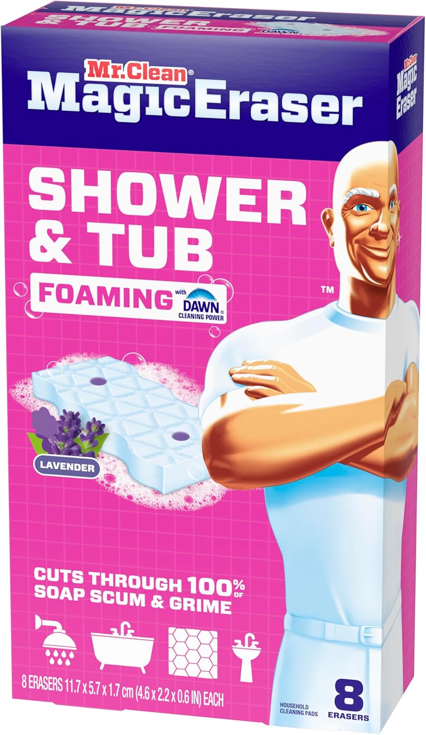 Mr. Clean Magic Eraser Sponge – Apartment Housewarming Gift for Renters, No-Chemical Bathroom Eraser