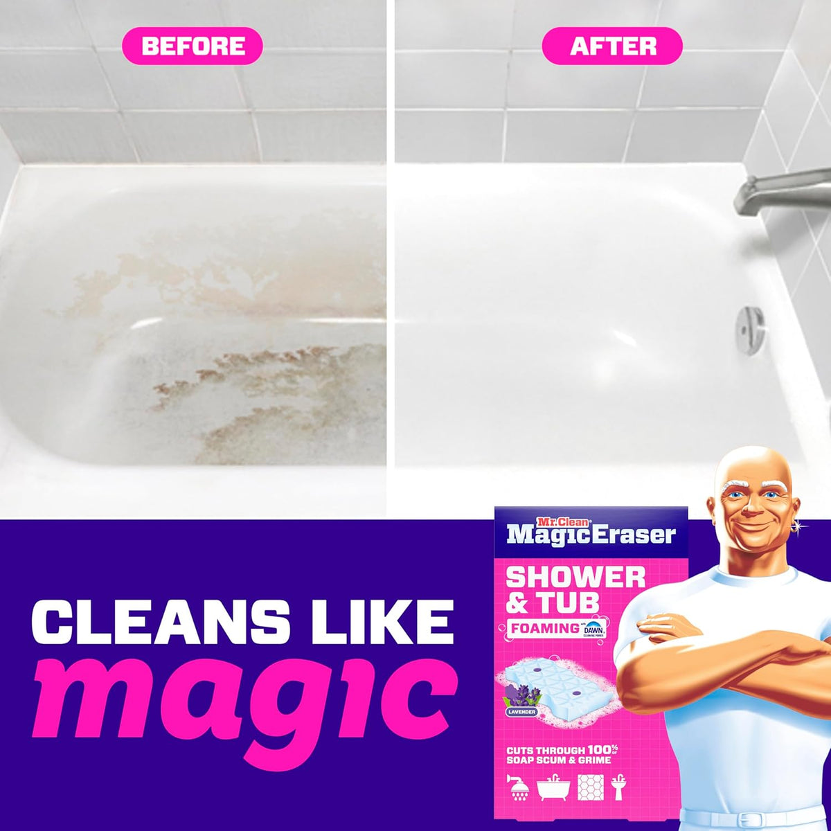 Mr. Clean Magic Eraser Sponge – Apartment Housewarming Gift for Renters, No-Chemical Bathroom Eraser
