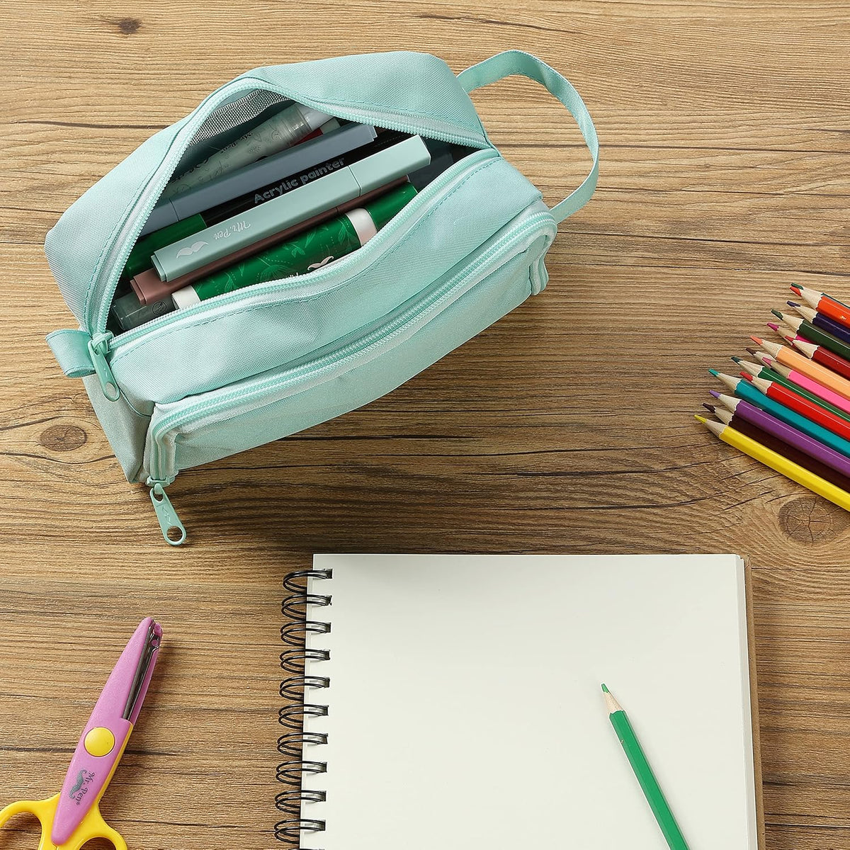 Mr. Pen- Focus Station Pencil Pouch, Large 3 Section Organizer for Backpack and Study Sessions