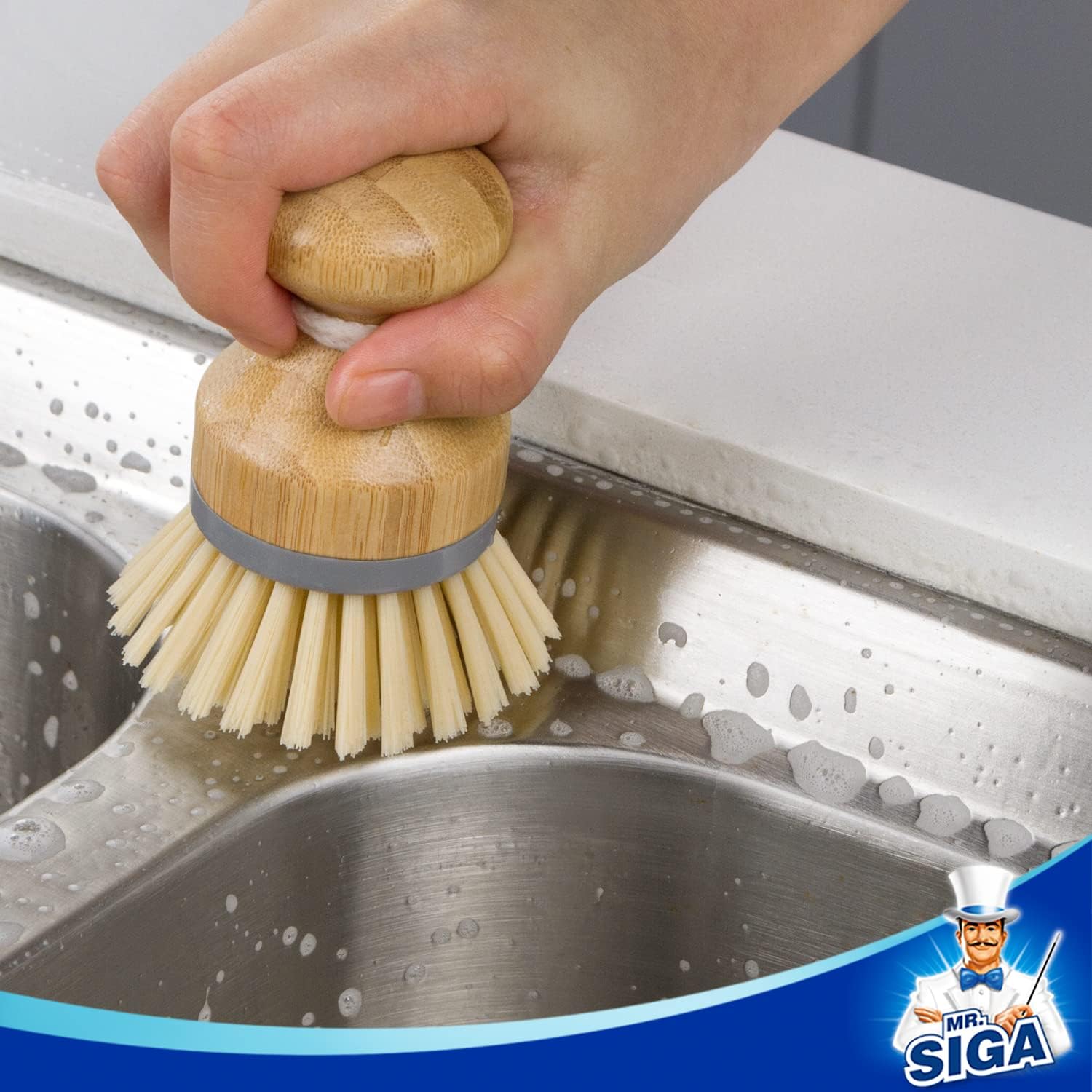 MR.SIGA Bamboo Palm Brush – Sustainable Birthday Present for the Home Cook, Non-Stick Safe