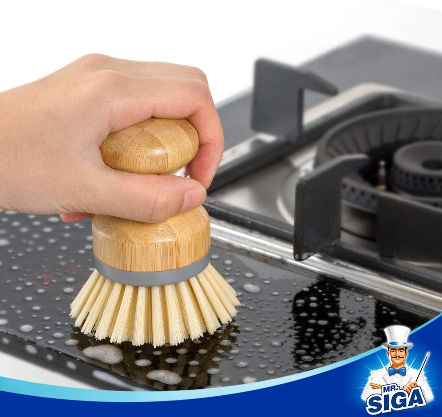 MR.SIGA Bamboo Palm Brush – Sustainable Birthday Present for the Home Cook, Non-Stick Safe