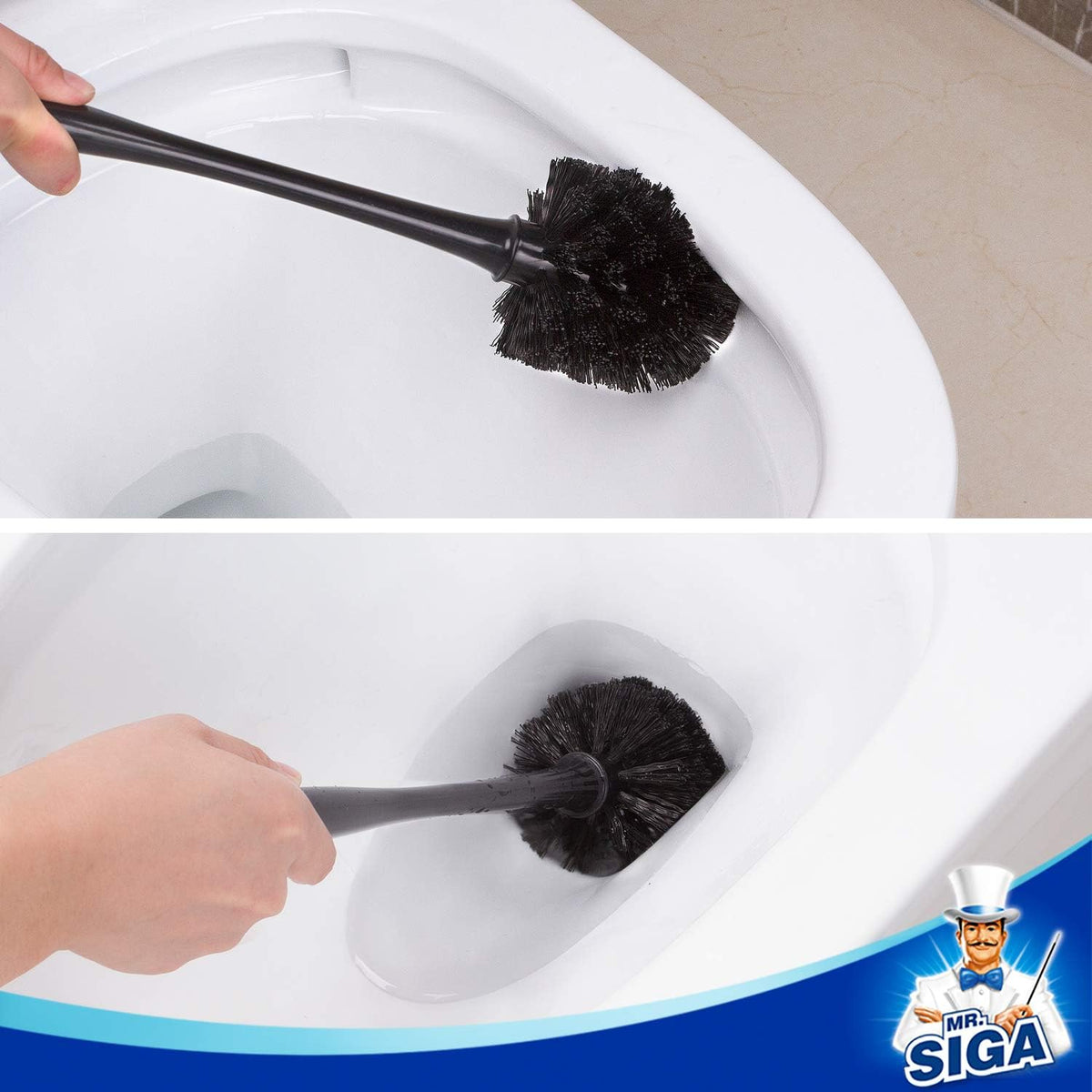 MR.SIGA Bathroom Cleaning Plunger and Brush Set – Gift-Ready Neutral Set for Home Makeovers