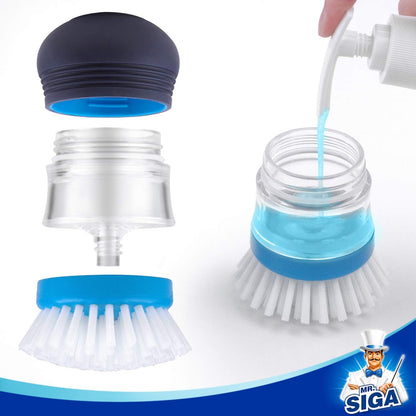 MR.SIGA Soap Dispensing Brush Set – Neutral-Toned Sink Organizer for Modern Apartments