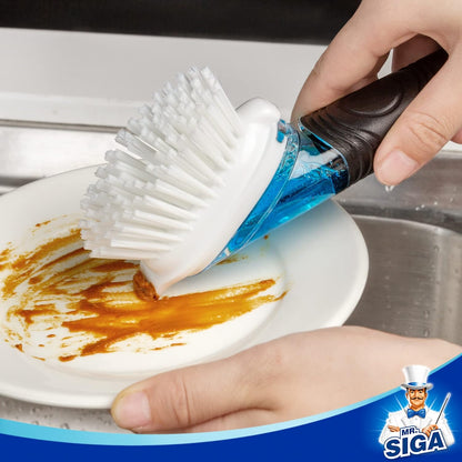 MR.SIGA Soap Dispensing Dish Brush Refills, 4 Pack – Neutral-Toned Refill Heads for a Calm, Uncluttered Counter Setup
