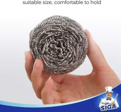MR.SIGA Stainless Steel Scourer – Quick-Clean Burnt Food Remover for Commuter Kitchens and Shared Apartment Workflows, Pack of 6