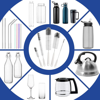 MR.SIGA Streamlined 5 Piece Brush Set with Integrated Storage Base, Less-is-More Sink Organization