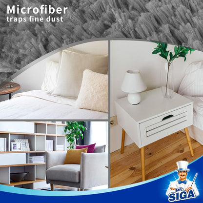 MR.SIGA Washable Microfiber Duster – Refillable Design Replacing Disposable Dusters for a Zero-Waste Home