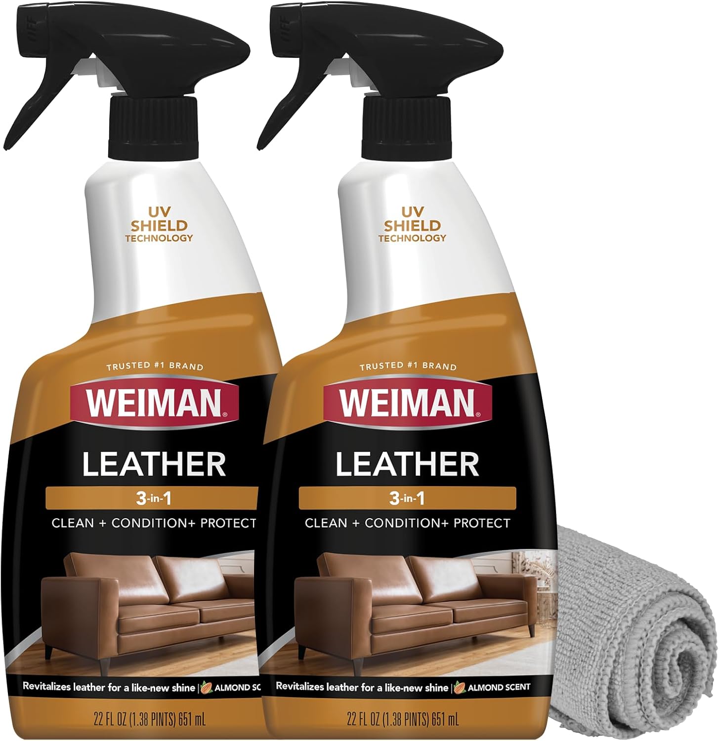 multi-action clean-and-condition formula for finished leather surfaces