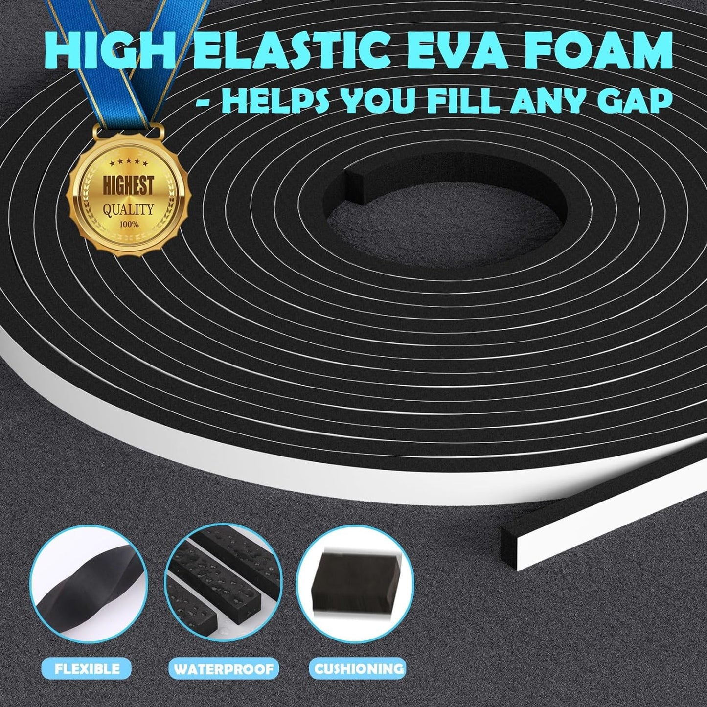 multi-length options (6.5ft, 13ft, 33ft, 66ft) and multi-profile sizes (1/8" to 2" thickness) for any gap width