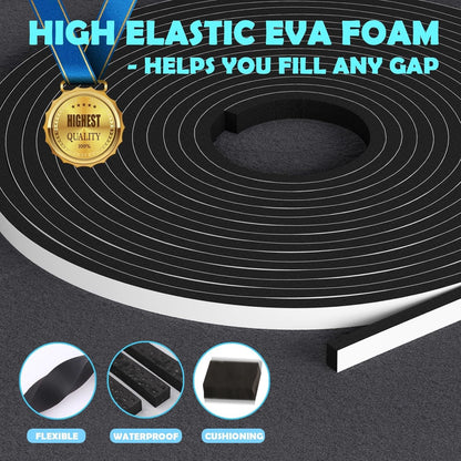 multi-length options (6.5ft, 13ft, 33ft, 66ft) and multi-profile sizes (1/8" to 2" thickness) for any gap width