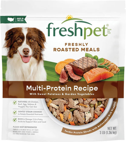 multi-protein recipe combining us farm-raised chicken, beef, egg, and salmon