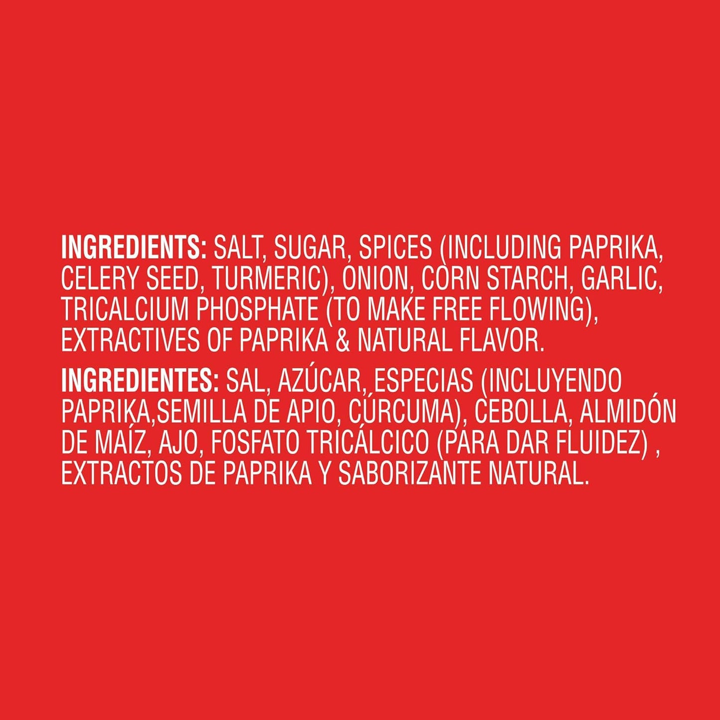 multi-spice blend including paprika, celery seed, turmeric, onion, and garlic