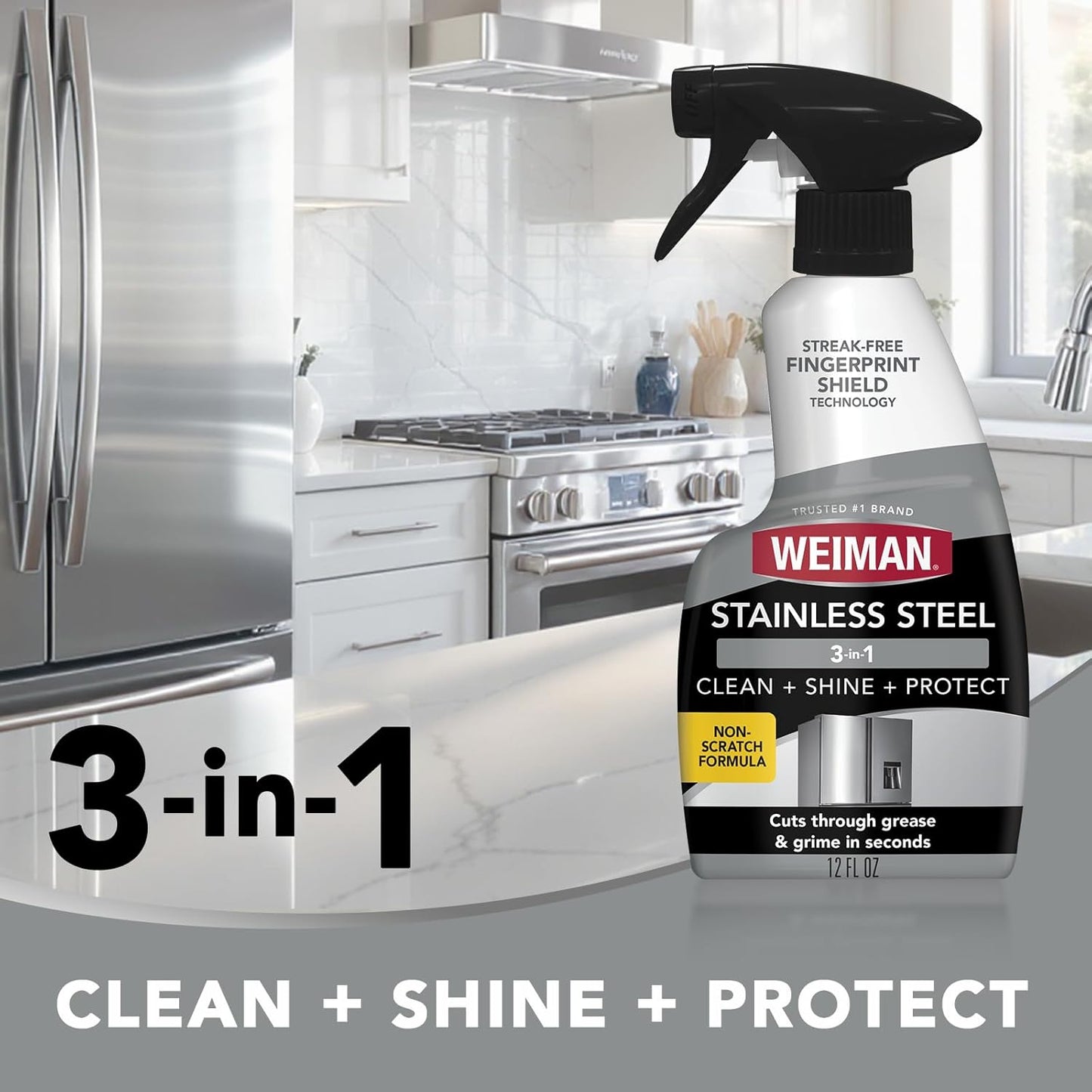 multi-surface compatibility for appliances, sinks, countertops, and grill exteriors