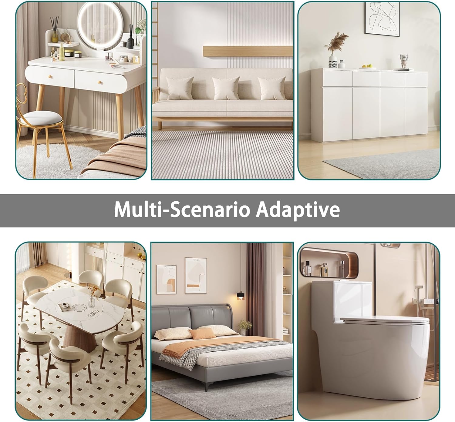multi-surface compatibility (wood, tile, concrete, laminate)
