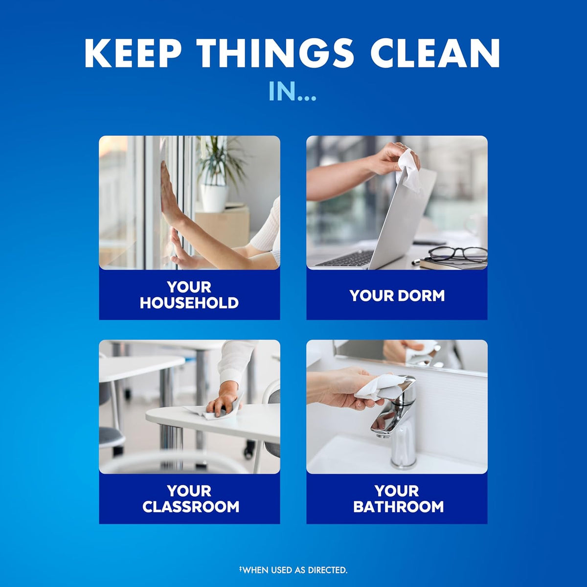 multi-surface formula safe for countertops, sinks, toilets, electronics, and gadgets