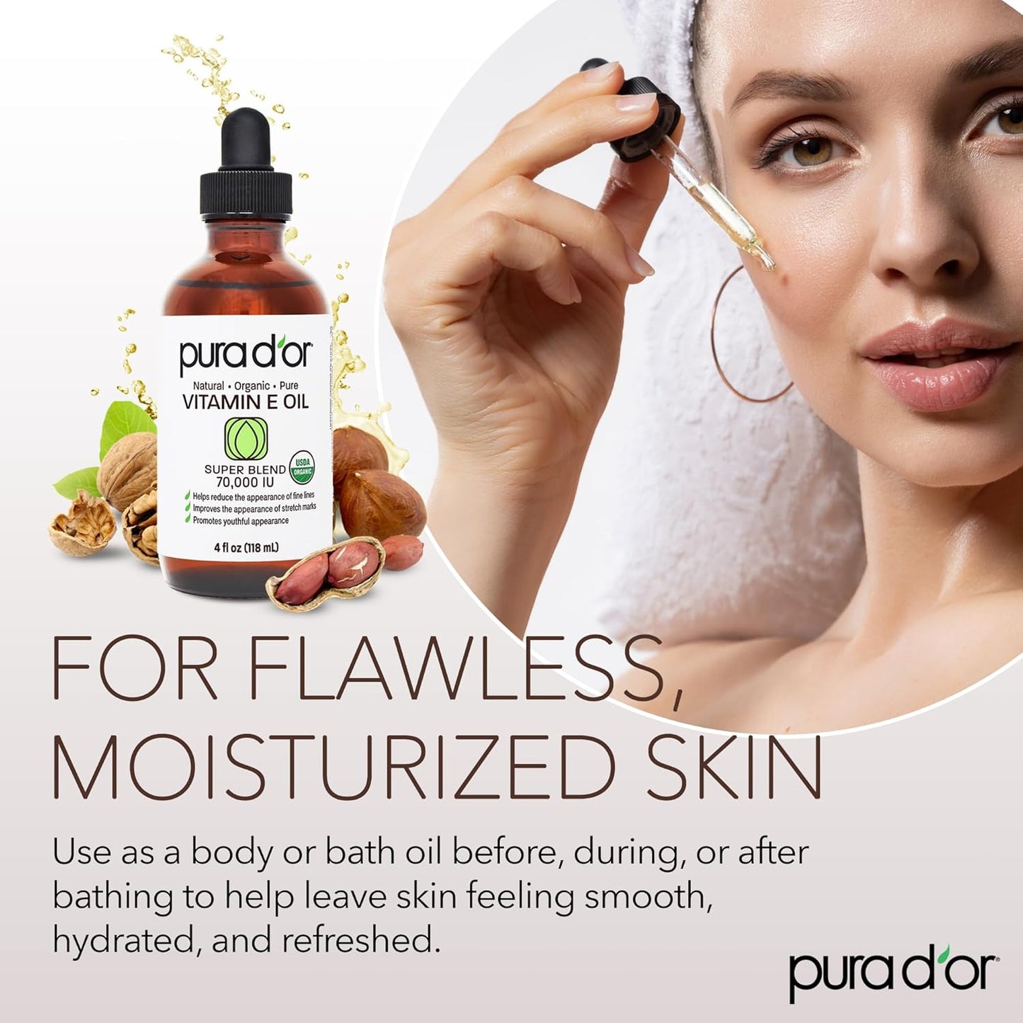 multi-use format for face, body, hair, cuticles, massage, and bath