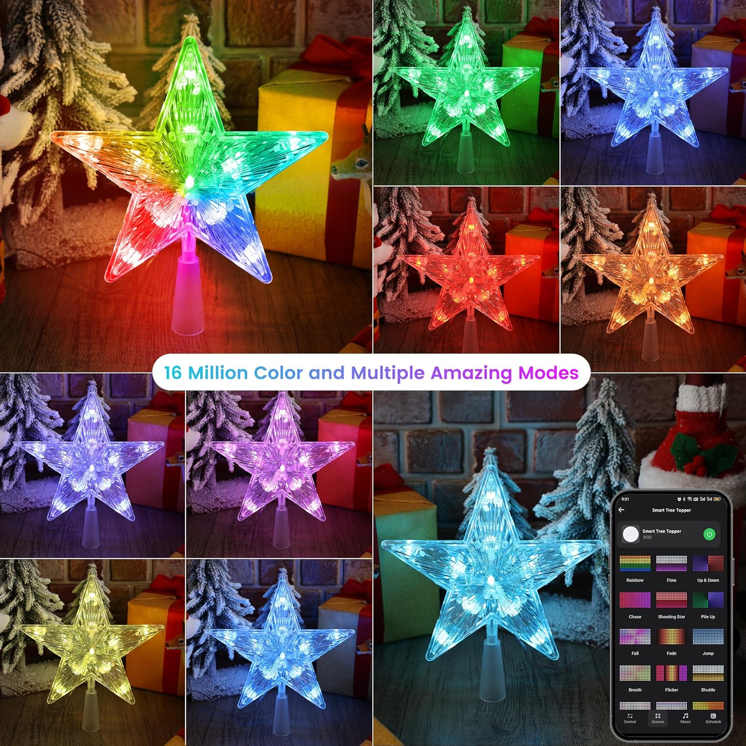multiple dynamic lighting patterns and six music-sync rhythm modes (rock, jazz, classical, roll, energy, spectrum)