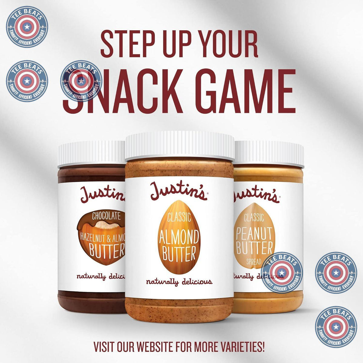 multiple flavor variants including classic and honey peanut butter, plus almond butter line