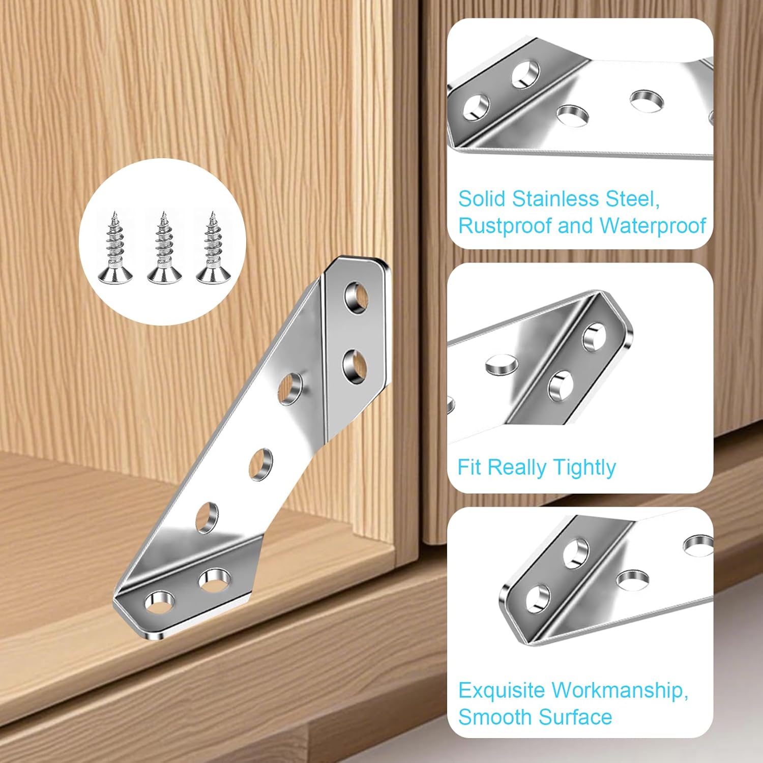 multiple pre-drilled screw holes on each leg for load-distributed fastening