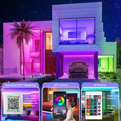 music sync and built-in microphone modes for sound-reactive lighting