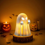 Spooky-Season Ghost Statue – Handmade Resin LED Centerpiece for Dining Room Buffet, Mantel, and Porch Console