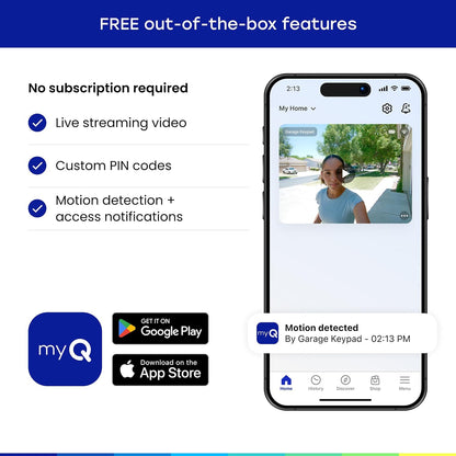 myQ Wireless Garage Video Keypad – Two-Way Audio and Live View for Safer Package and Guest Check-Ins