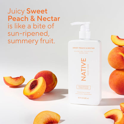 Native Moisturizing Conditioner Sweet Peach & Nectar – Family Bathroom Friendly Haircare for Sensitive Skin