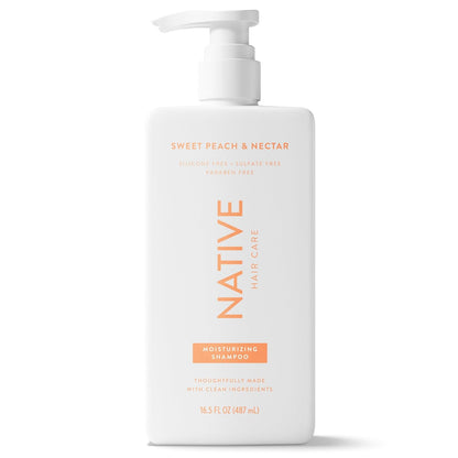 Native Moisturizing Shampoo Sweet Peach & Nectar – Thoughtful Birthday Gift for Her, Clean Beauty Staple, 16.5 fl oz