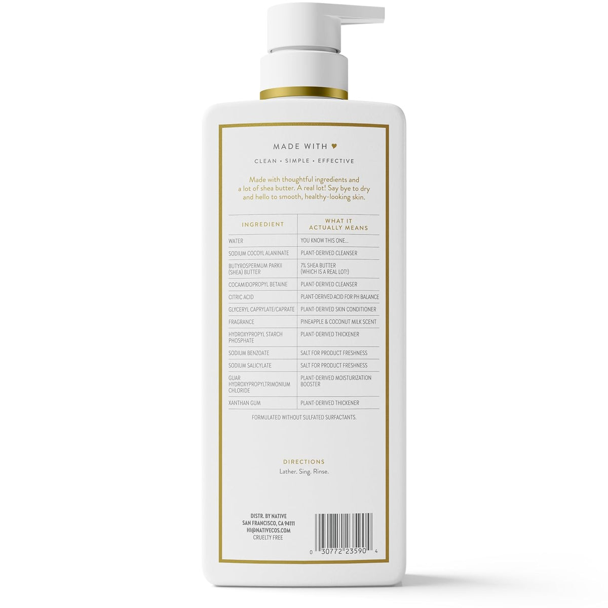 Native Shea Butter Body Wash Christmas Gift Idea, Cocoa Butter & Vanilla 22 oz