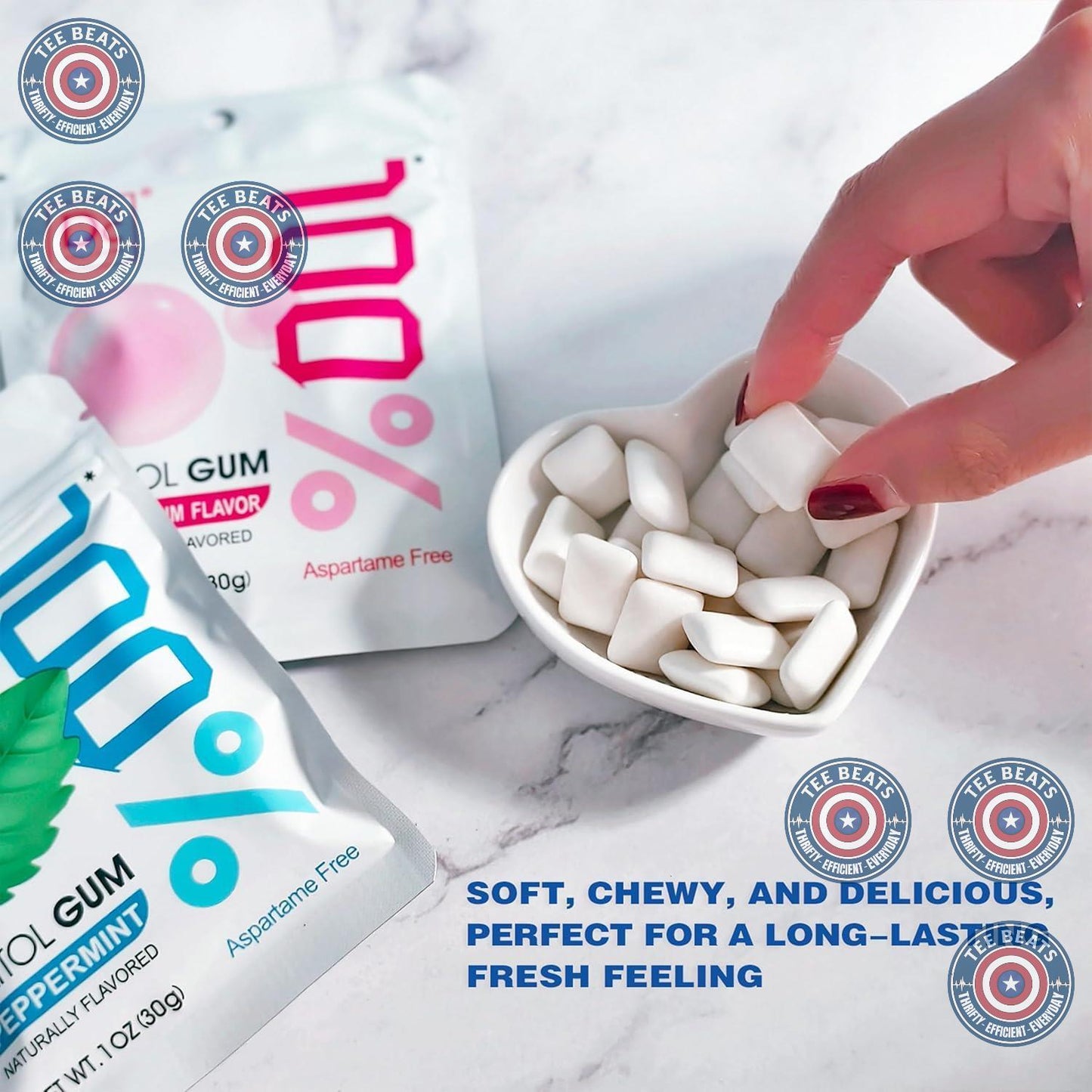 natural peppermint and bubblegum flavor options